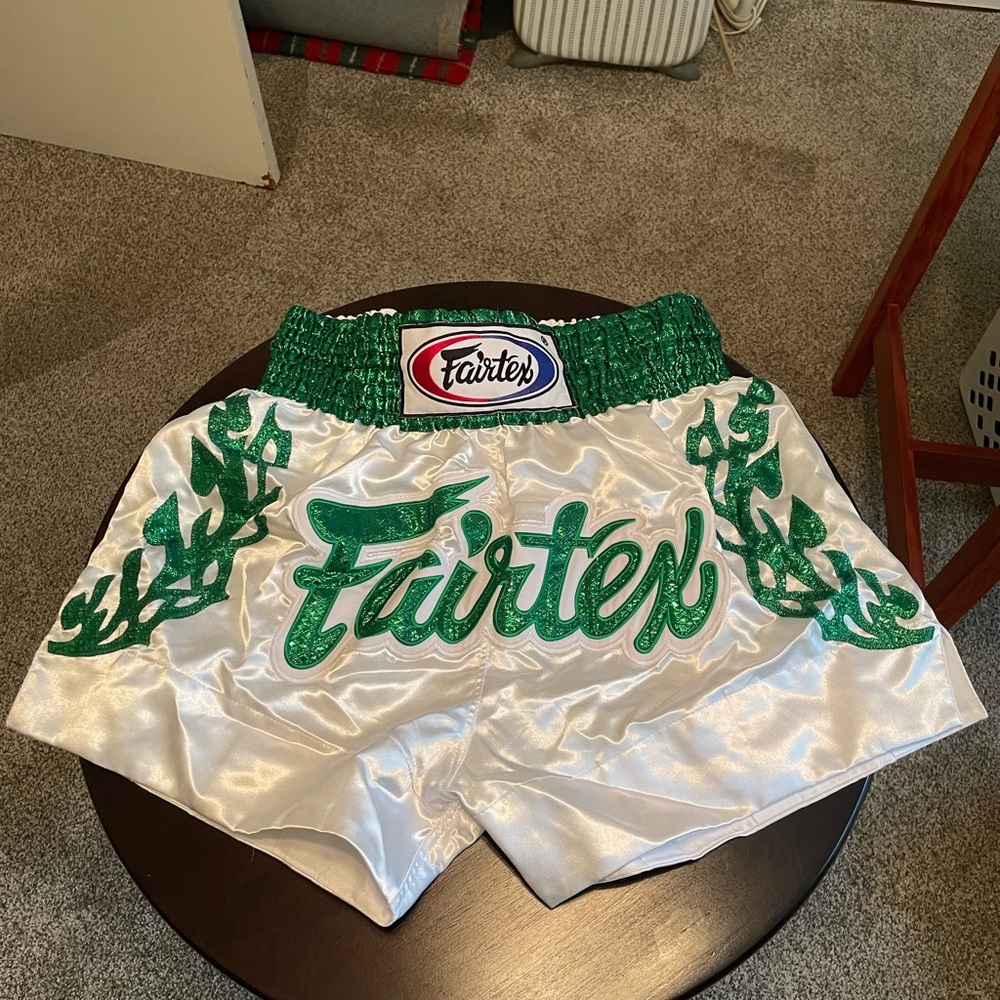 White and Green Boxing Shorts